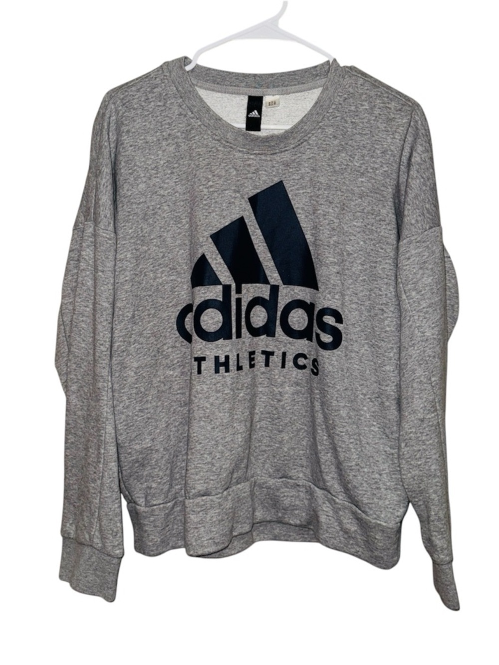 Adidas Gray Athletics Logo Crew Neck Relaxed Sweatshirt